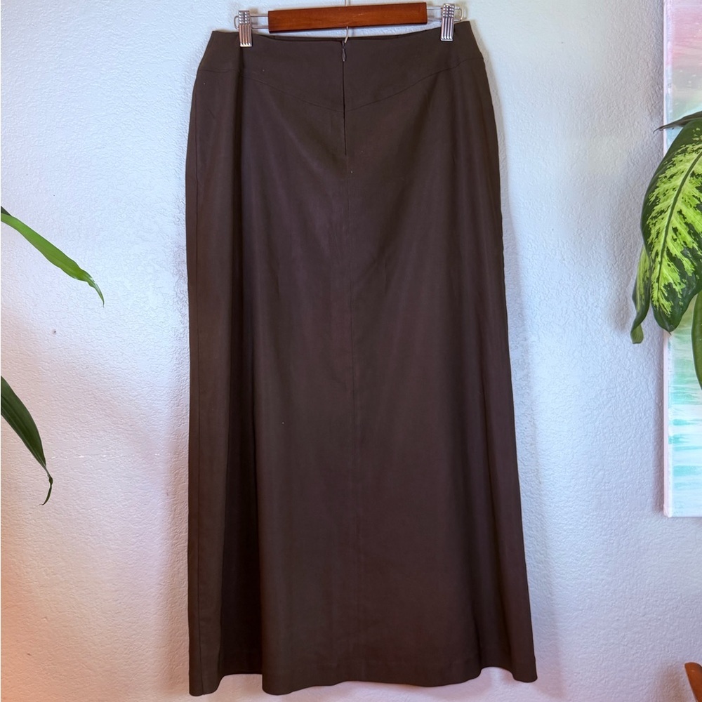 Harve Bernard Vintage Olive Green Front Pocket Bohemian Grunge Maxi Skirt 10 - Picture 4 of 9